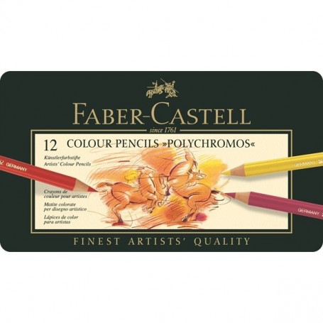 Набор цветных карандашей Faber-Castell Polychromos в металлической коробке, 12 цветов