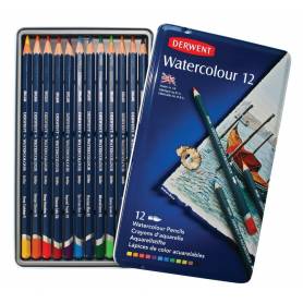 Акварельные карандаши Derwent Watercolour, 12 шт., металл
