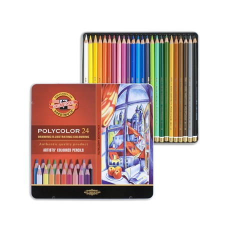 Цветные карандаши Koh-i-noor Polycolor, 24 шт., металл