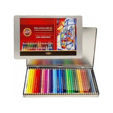 Цветные карандаши Koh-i-noor Polycolor, 36 шт., металл