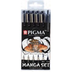 Набор капиллярных ручек Sakura Pigma Manga 6 предметов (ручки Pigma + мех. карандаш) в блистере