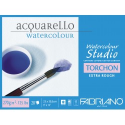Блок для акварели Fabriano Watercolour Studio Торшон 23х30,5 см., 20 л., 270 г/м2, склейка по 4 сторонам