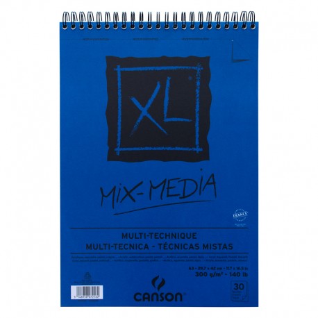 Альбом для смешанных техник Canson XL Mix Media, 29.7х42 см.,  30 л., 300 г/м2, среднее зерно, на спирали