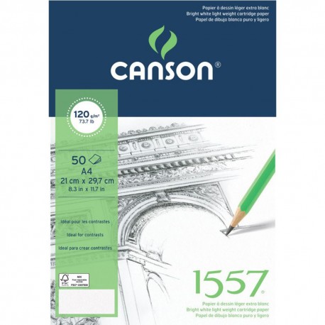Альбом для графики Canson 1557, 21х29.7 см., 120 г/м2, 50 л., склейка по короткой стороне