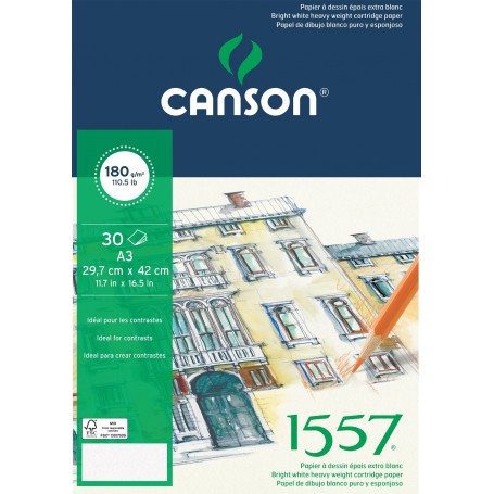 Альбом для графики Canson 1557, 29.7х42 см., 180 г/м2, 30 л., склейка по короткой стороне