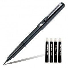 Ручка-кисть для каллиграфии и рисунка Pentel Pocket Brush Pen GFKP3-A, 4 картриджа