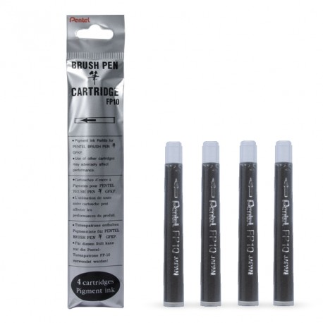 Картридж для ручек Pentel Pocket Brush Pen GFKP3-A/GFKPF-A, черный цвет, 4 шт.