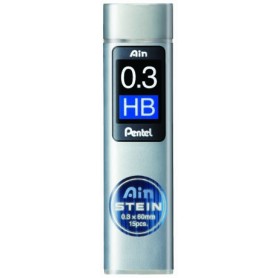 Грифели для механических карандашей Pentel AIN STEIN, HB, 0,3 мм., 15 шт.
