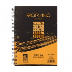 Альбом для рисования Fabriano Schizzi, 14,8x21 см., 60 л., 90 г/м2, спираль по длинной стороне