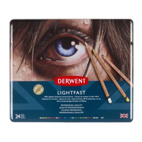 Набор цветных карандашей Derwent Lightfast, 24 цвета, металл