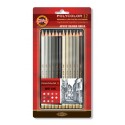 Цветные карандаши Koh-i-noor Polycolor "Серые оттенки", 12 шт., металл
