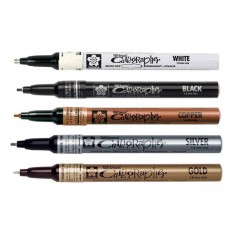 Маркеры для каллиграфии и леттеринга  Sakura Pen-Touch Calligrapher, плоский стержень, 1.8 мм., 5 цветов