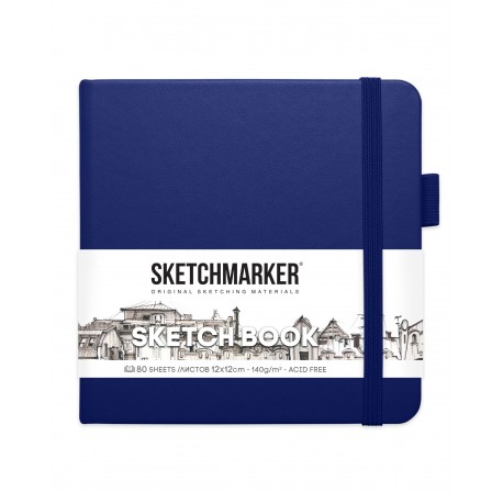 Блокнот для зарисовок Sketchmarker, 12х12 см., 140 г/м2, 80 л., твердая обложка Королевский синий