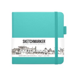 Блокнот для зарисовок Sketchmarker, 12х12 см., 140 г/м2, 80 л., твердая обложка Аквамарин
