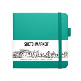Блокнот для зарисовок Sketchmarker, 12х12 см., 140 г/м2, 80 л., твердая изумрудная обложка