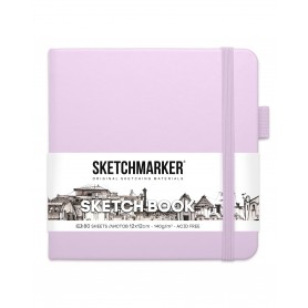 Блокнот для зарисовок Sketchmarker, 12х12 см., 140 г/м2, 80 л., твердая обложка цвета фиолетовый пастельный